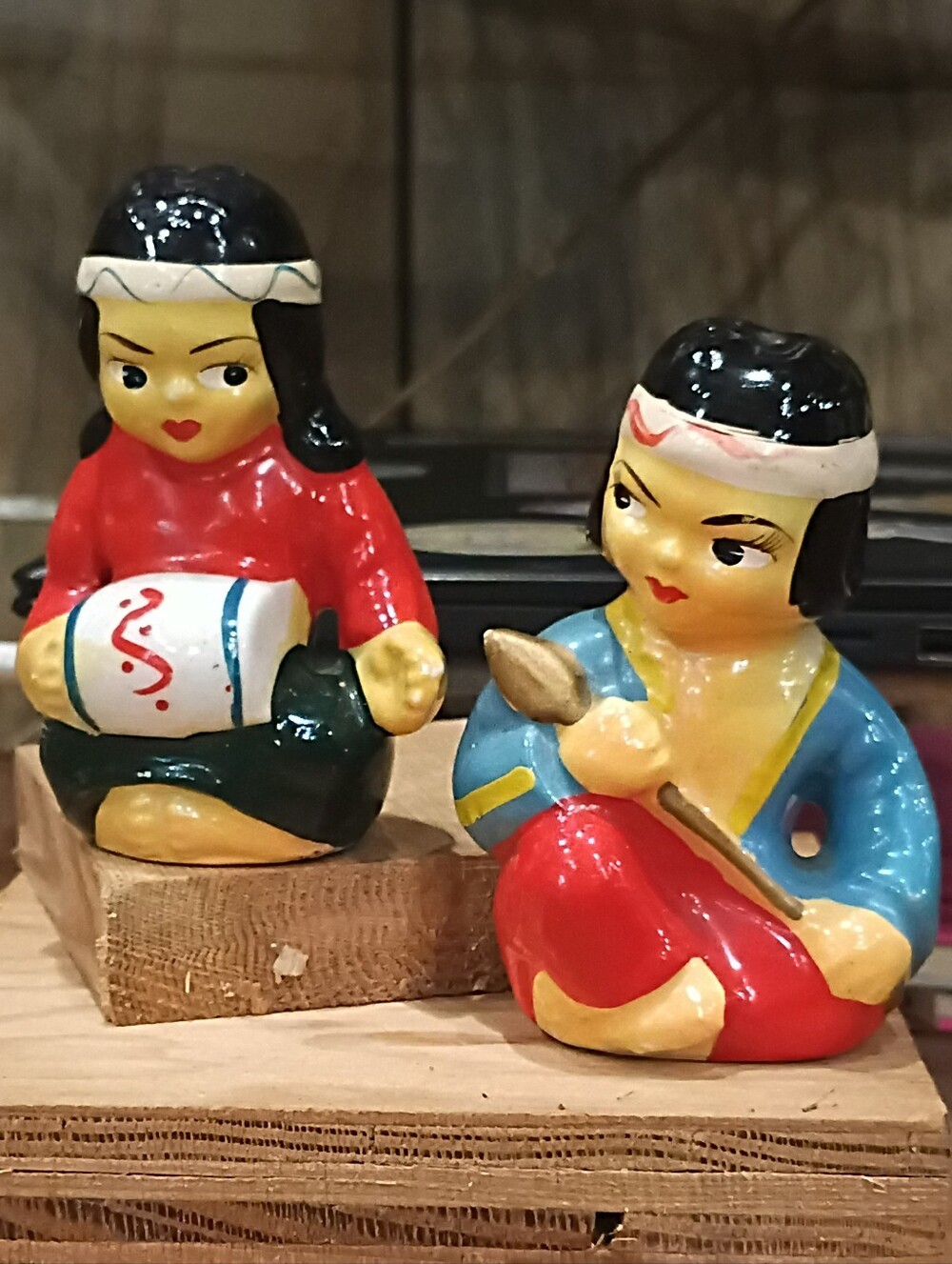 Vintage Salt & Pepper Shakers / Native American Motif
